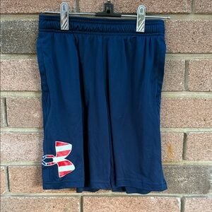 Under Armour Kids Dark Blue Shorts with Patriotic Logo Size M